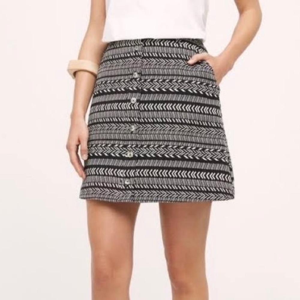 Anthropologie Maeve | 'Fieldnotes' A-Line Button Front Belt Loops Lined Skirt